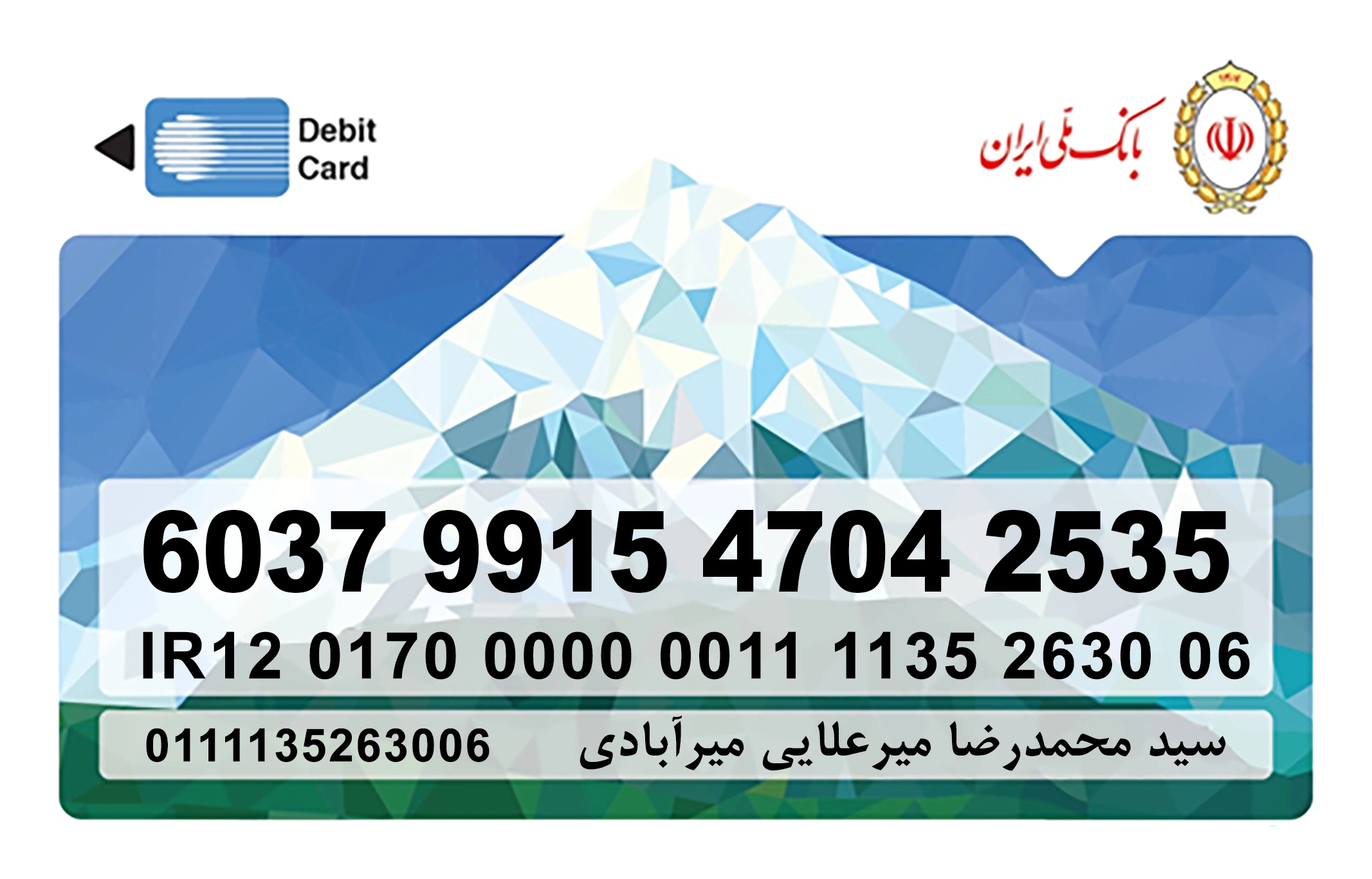 شماره حساب فرش فروشی میرعلایی