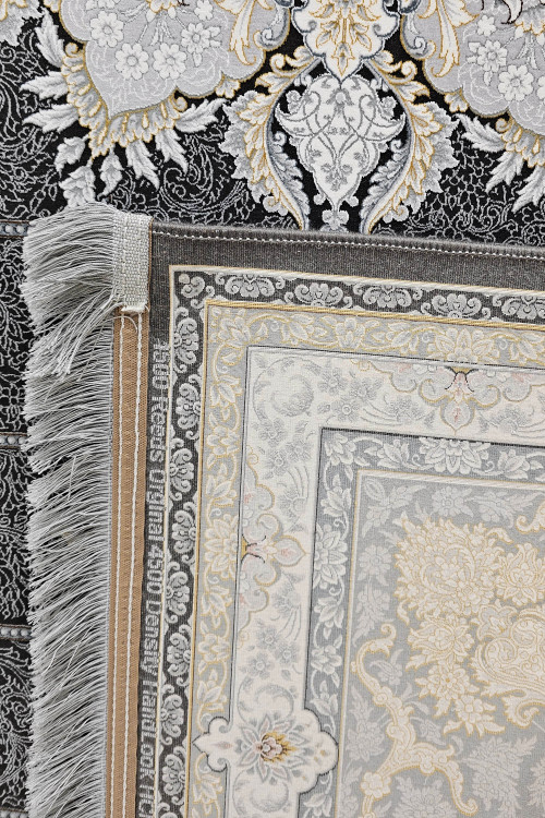 فرش مدرن کاشان با نقشه اسپیناس ذغالی و کیفیت بافت 1500 شانه