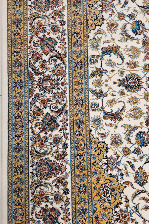 کلوزآپ بافت دستبافتگونه فرش ماشینی نقشه اخوان با تراکم 2550