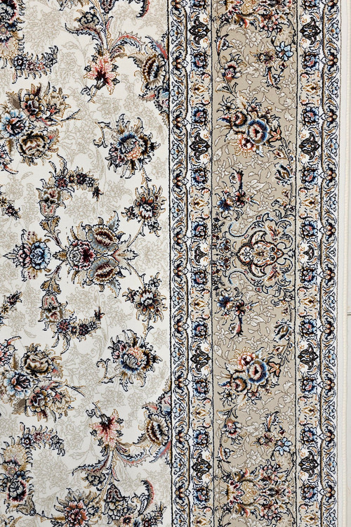 نمای نزدیک بافت فرش آوا کرمحاشیه صدفی تولید ایلیا نگین تهران