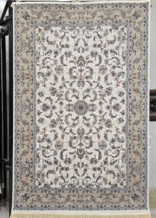 تصویر باکیفیت فرش ایلیا نگین تهران مدل آوا با رنگ کرم روشن