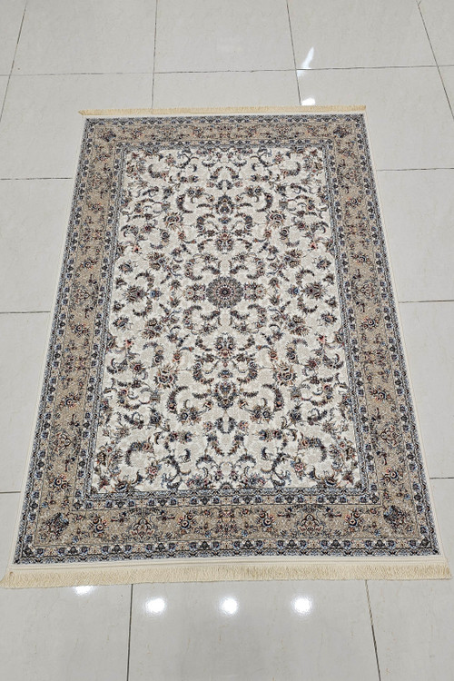 عکس فرش ضخیم و بادوام آوا کرمحاشیه صدفی مناسب دکوراسیون مدرن