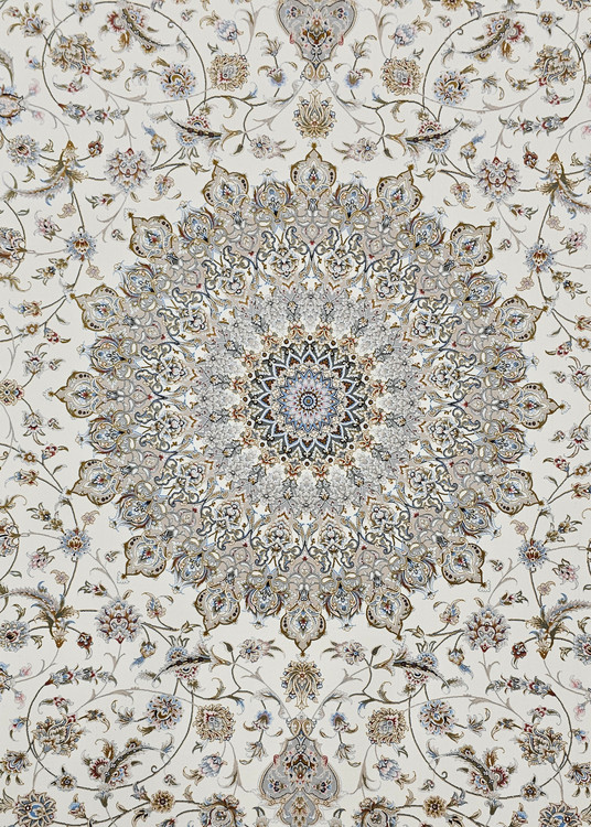 «فرش ماشینی 1200 شانه پارسیان کرم عظیم زاده کاشان طرح دستبافت»