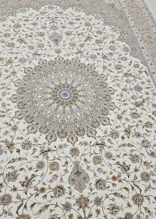 «Parsian K Azimzadeh Kashan 1200 shane cream persian carpet»