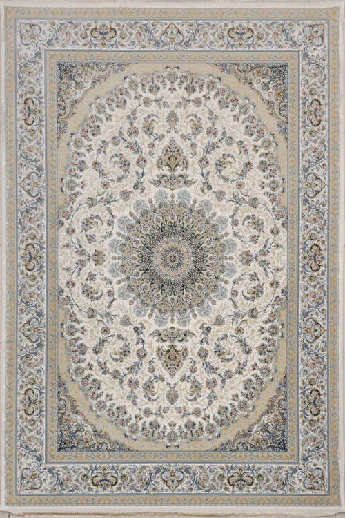 «فرش 1200 شانه عظیم زاده کاشان نقشه تابش طرح لچک و ترنج کرم اکریلیک»