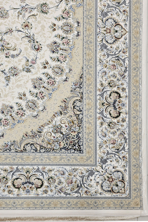 «1200 shane carpet Tabesh Azimzadeh Kashan cream Persian floor rug»