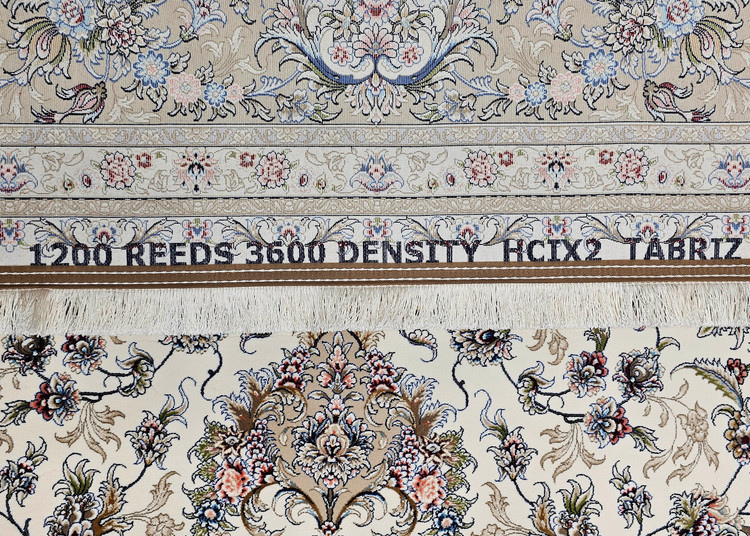 فرش طرح دستبافت 1200 شانه آریایی نقشه تبریز کرم حاشیه بژ