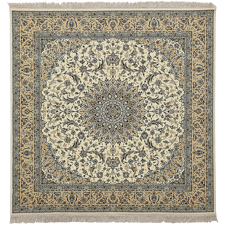 «فرش ماشینی ستاره کویر یزد H002 کرم سایز ۲۲ – نمای کامل فرش – Persian carpet»