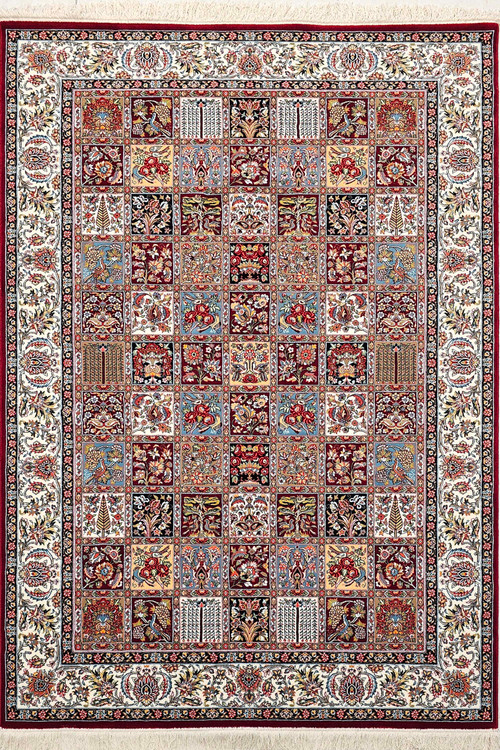 «فرش 700 شانه خشتی ستاره کویر یزد مدل I85 لاکی طرح کلاسیک»