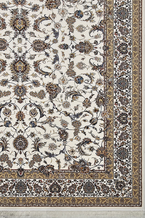 کلوزآپ از بافت لطیف و نخ هیتست شده فرش ماشینی دیبا