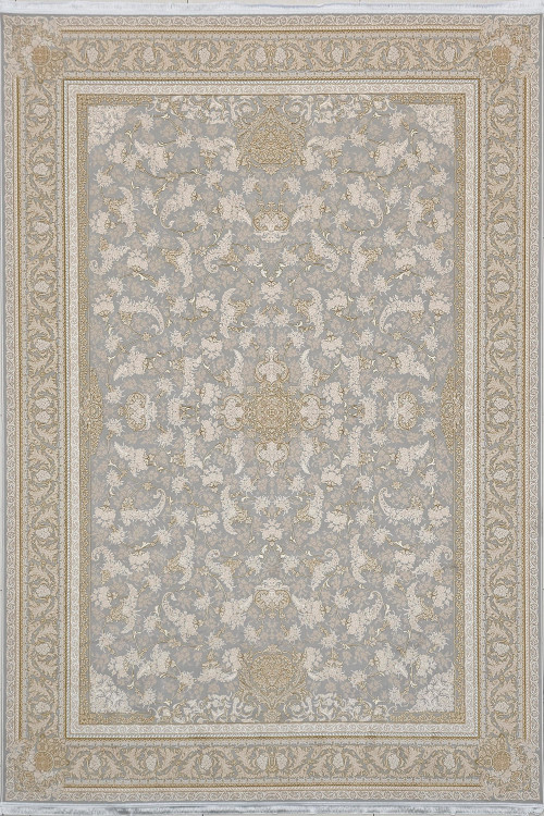 «فرش 1200 شانه عظیم زاده کاشان نقشه ویکتوریا سیلور لایت افشان اکریلیک»