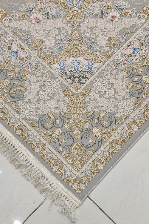 «farsh 1200 shane azimzadeh kashan crystal silver carpet»