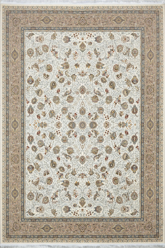فرش 1600 شانه خاطره کویر کاشان نقشه افشان سلطنتی کرم سفید، با طراحی زیبا و بافت دقیق