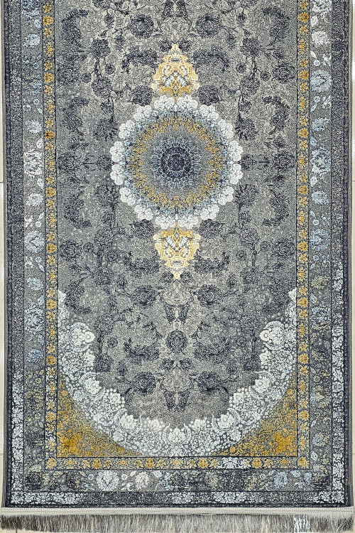 طرح مرکزی کناره 1200 شانه نقشه رستا، با جزئیات دقیق و سبک وینتیج در رنگ فیلی.