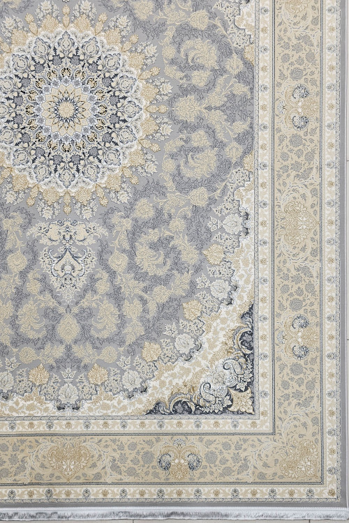 نمای نزدیک از فرش ماشینی 1200 شانه تابش نقرهای لایت با جزئیات خیرهکننده