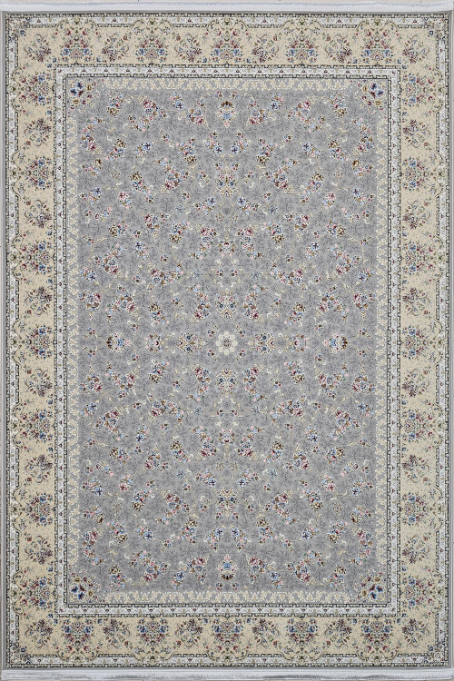 فرش 1200 شانه عظیمزاده کاشان با نقشه میجان نقرهای، طراحی شیک و بادوام.