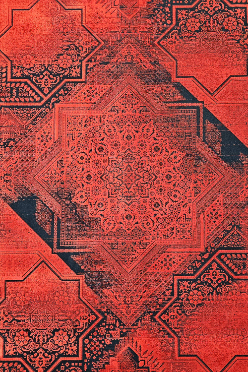 فرش 1200 شانه عظیمزاده، نقشه وینتیج 1801 لاکی با بافت نرم و دوام بالا.