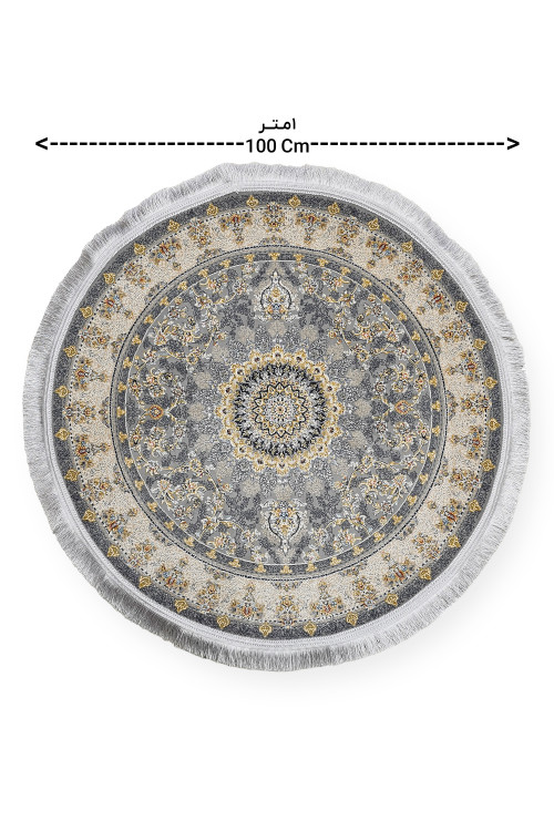 فرش دایرهای 1 متری مدل درین فیلی با طراحی زیبا و رنگ فیلی مدرن.