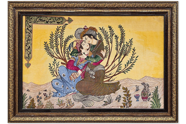 نمای کلی تابلو فرش لیلی و مجنون بافت تبریز