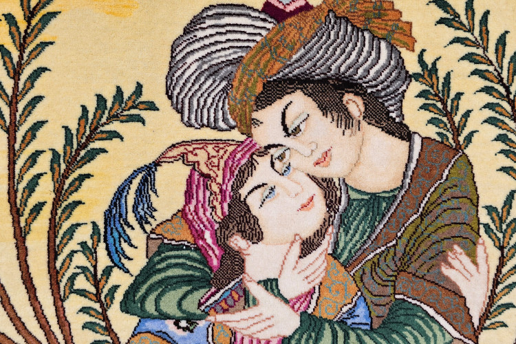 تابلو فرش تبریزی با صورت لیلی و مجنون