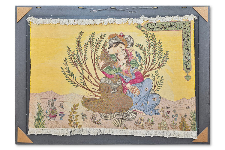 نمای از گره های تابلو فرش دستبافت تبریز