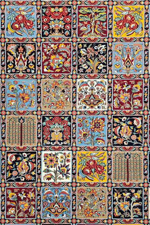 «فرش 500 شانه I085 سرمهای خشتی – ستاره کویر یزد خانه ایرانی»