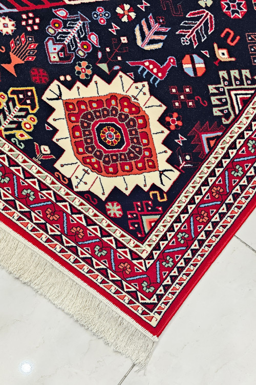 «farsh 500 shane setareh kavir yazd v003 lacivert Persian rug»