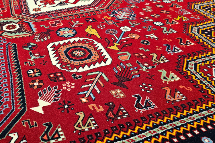 «فرش 500 شانه V003 لاکی خشتی – مناسب دکوراسیون خانه ایرانی»