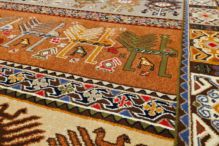 «گلیم B056 ستاره کویر یزد رنگ لاکی تیره 8818»