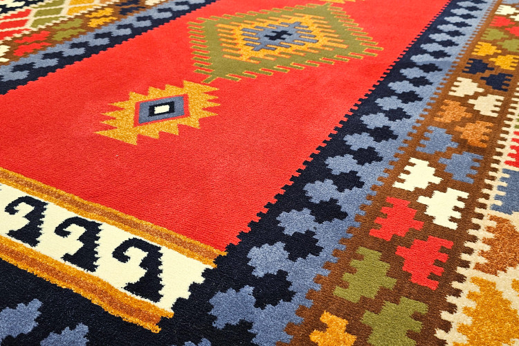 «گلیم-فرش سبک 350 شانه ستاره کویر یزد رنگ لاکی 8859»