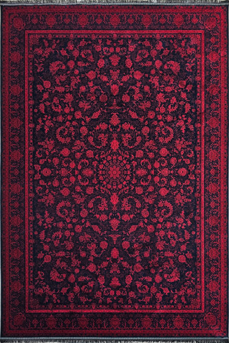 فرش 1200 شانه عظیمزاده، نقشه آنیتا سرمه ای لاکی با رنگهای گرم و بافت باکیفیت.