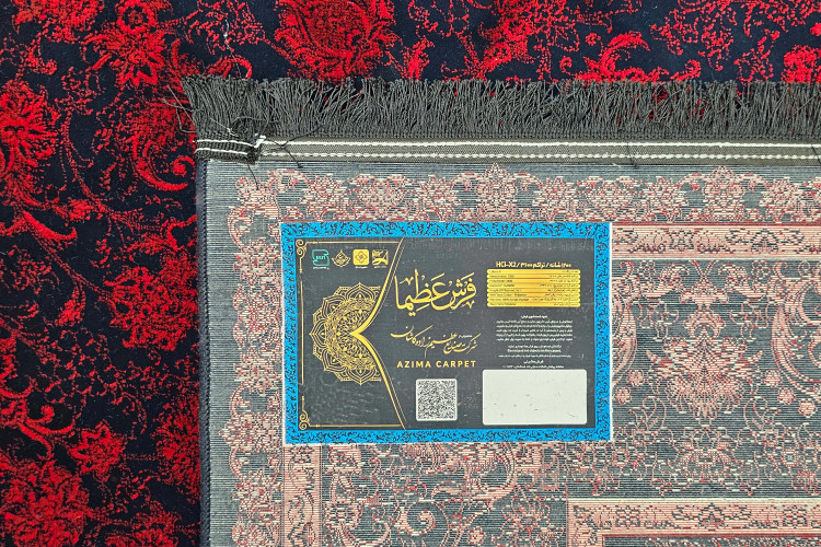 فرش 1200 شانه عظیما نقشه آنیتا سرمه ای 100%اکریلیک تراکم 3600