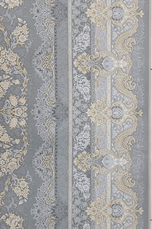 فرش لوکس کاشان با جزئیات دقیق ساتین سیلور طلاکوب و 1500 شانه