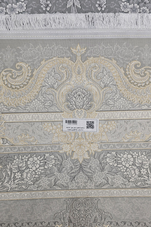 تصویر محصول: فرش ماشینی ماه نشان کاشان با نقشه ساتین سیلور طلاکوب و جزئیات دقیق