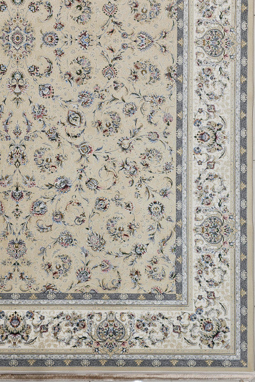 بافت ریز و متراکم فرش 1200 شانه افشان طوبی نسکافهای با الیاف اکریلیک هیت ست شده