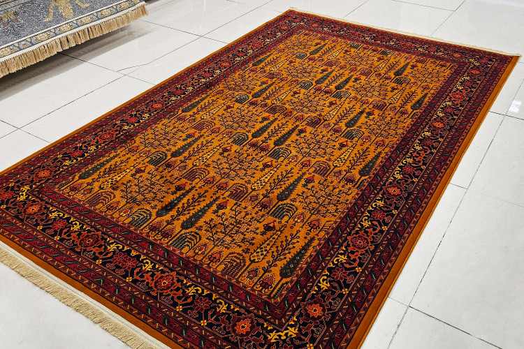 نمای کلی فرش مرینوس بافت کاشان کد 709 دارچینی