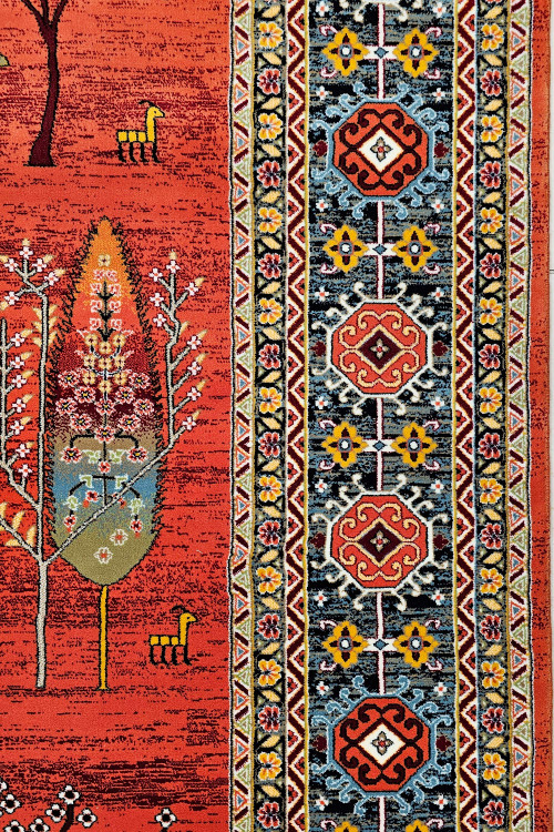 فرش ایرانی کلاسیک رنگ روناسی تراکم ۲۵۵۰