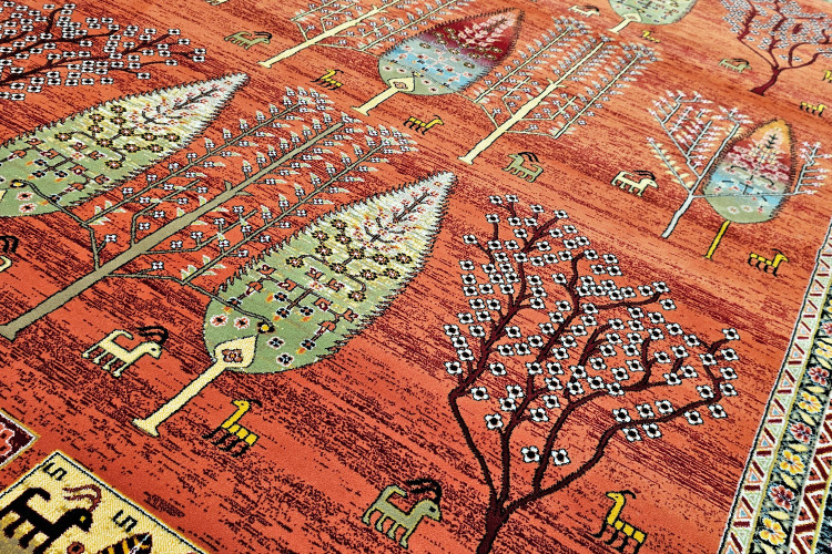 فرش ماشینی سنتی رنگ روناسی مناسب پذیرایی