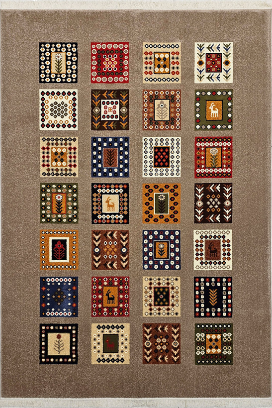 گلیمفرش سنتی طرح شاهسون B072 با رنگبندی گرم