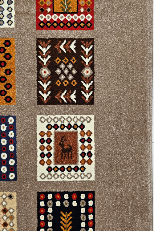 عکس گلیمفرش B072 ستاره کویر با رنگ کرم و قرمز