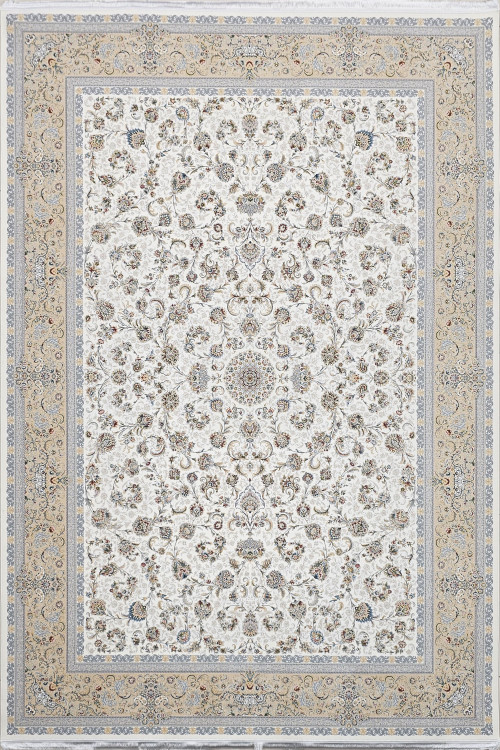 فرش ۱۵۰۰ شانه لکسون کرم ماهنشان با تراکم ۴۵۰۰