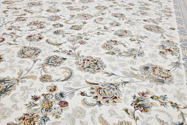 فرش ۱۵۰۰ شانه تراکم بالا با نقشه لکسون رنگ کرم