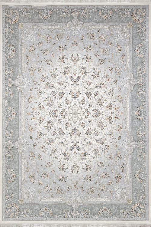 فرش ماشینی ماه نشان کاشان با نقشه جورجینا کرم و 1500 شانه