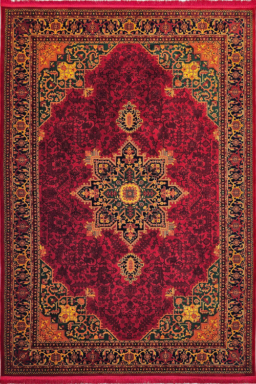 فرش لچک و ترنج لاکی مرینوس بافت | گالری فرش میرعلایی