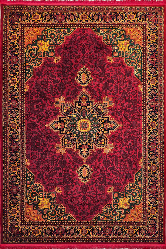 فرش لچک و ترنج لاکی مرینوس بافت | گالری فرش میرعلایی