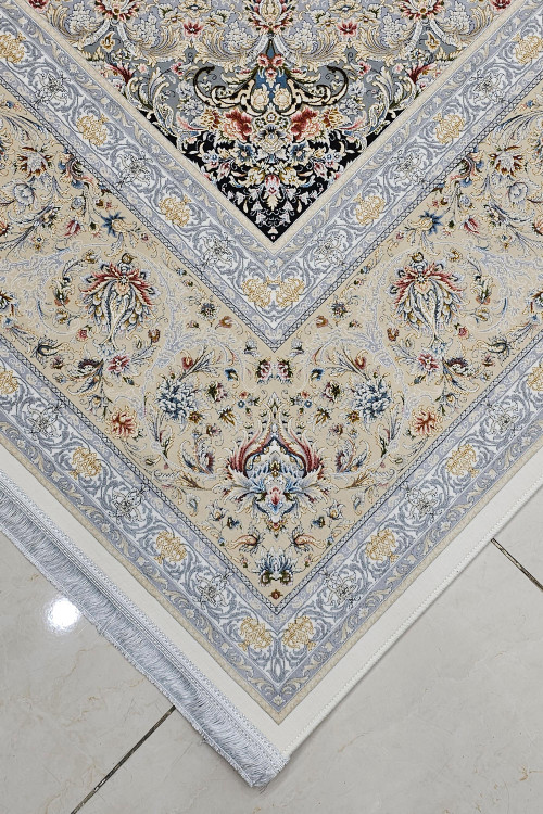 فرش لچک و ترنج کرم 1500 شانه تراکم 4500