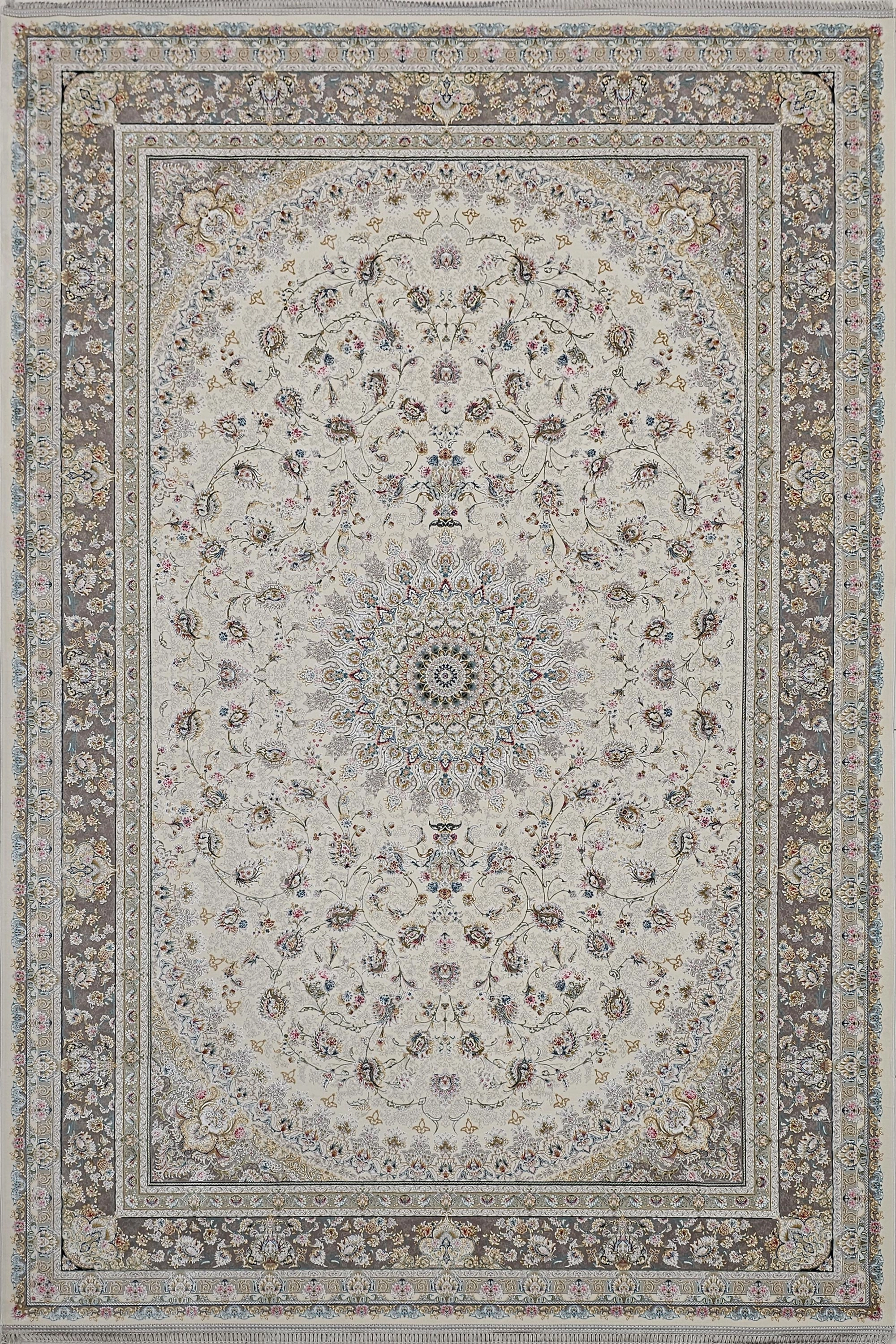 فرش 1500 شانه قیطران ستوش کرم با تراکم 4500 – کلوزآپ نقش افشان