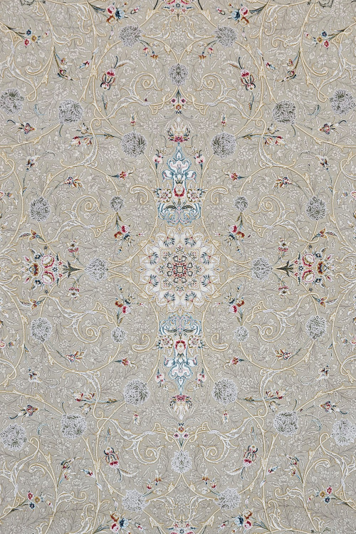 فرش ماشینی لاکچری با رنگ خنثی و طرح اصیل ایرانی