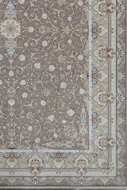 بافت بسیار ریز فرش سیندخت رنگ سوسنی برند قیطران