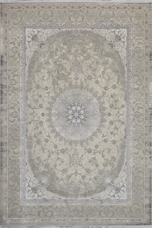 فرش 1200 شانه قیطران مدل مژده با زمینه کرم و گل برجسته